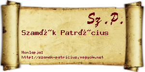 Szamák Patrícius névjegykártya